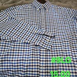 Haggar Blue and White Plaid Men's Shirt